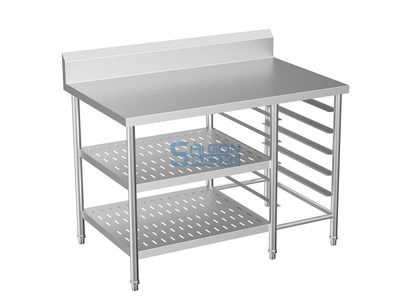 Bàn 2 kệ đột lỗ 1 kệ trượt khay WT12-2P1GNRC