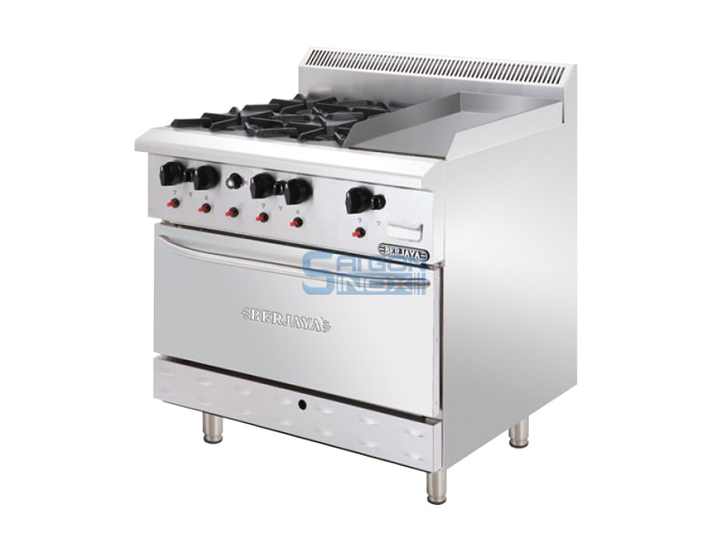 Bếp âu 4 họng có lò nướng và chiên phẳng Berjaya OB4GG1BWO-17