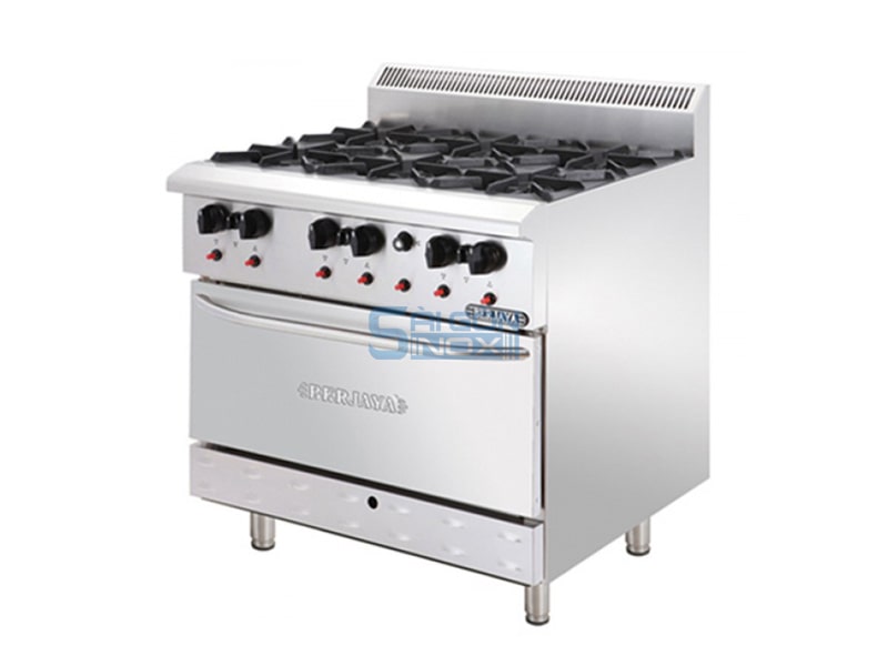 Bếp âu 6 họng có lò nướng Berjaya DRO6-17