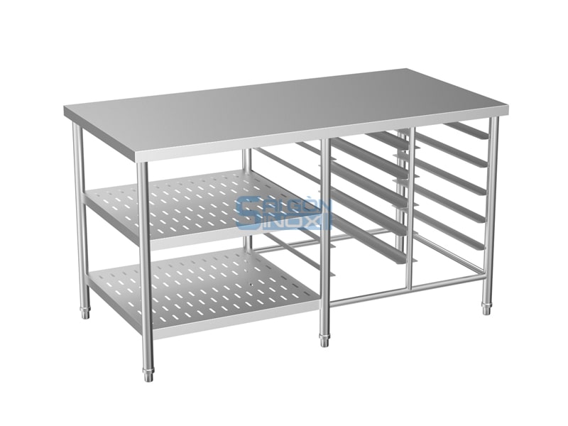Bàn 2 kệ đột lỗ 2 kệ trượt khay WT15-2P2GNR