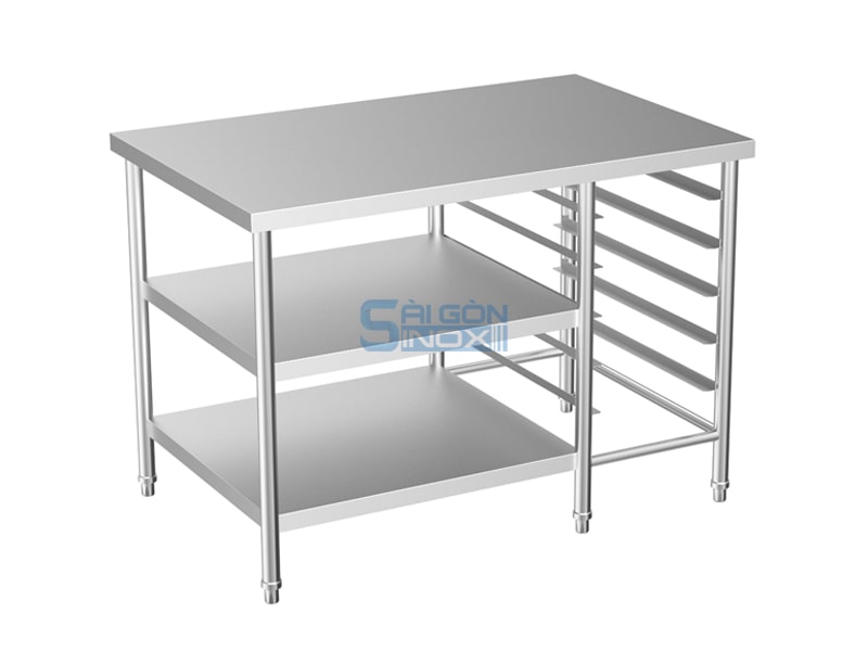 Bàn 2 kệ phẳng 1 kệ trượt khay WT12-2F1GNR