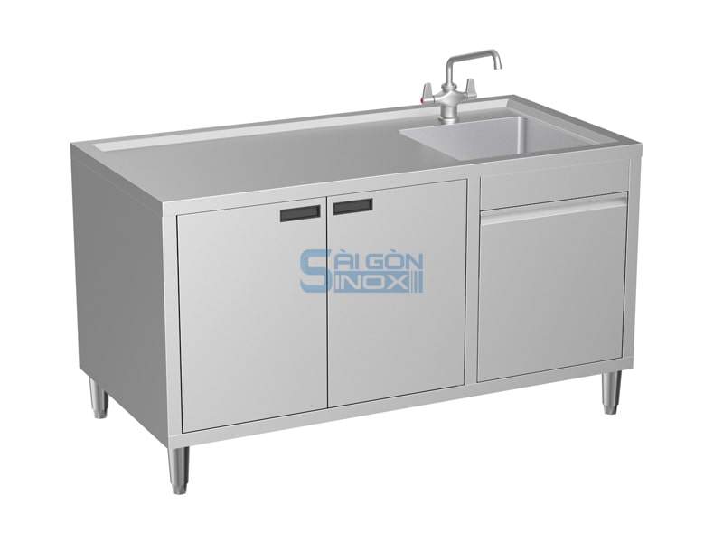 Quầy 1 chậu 2 cửa mở 1 hộc rác SC15-1HR2H1G